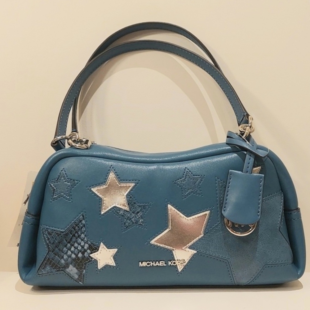 NEW Michael Kors Blue Leather Crossbody / Satchel Bag